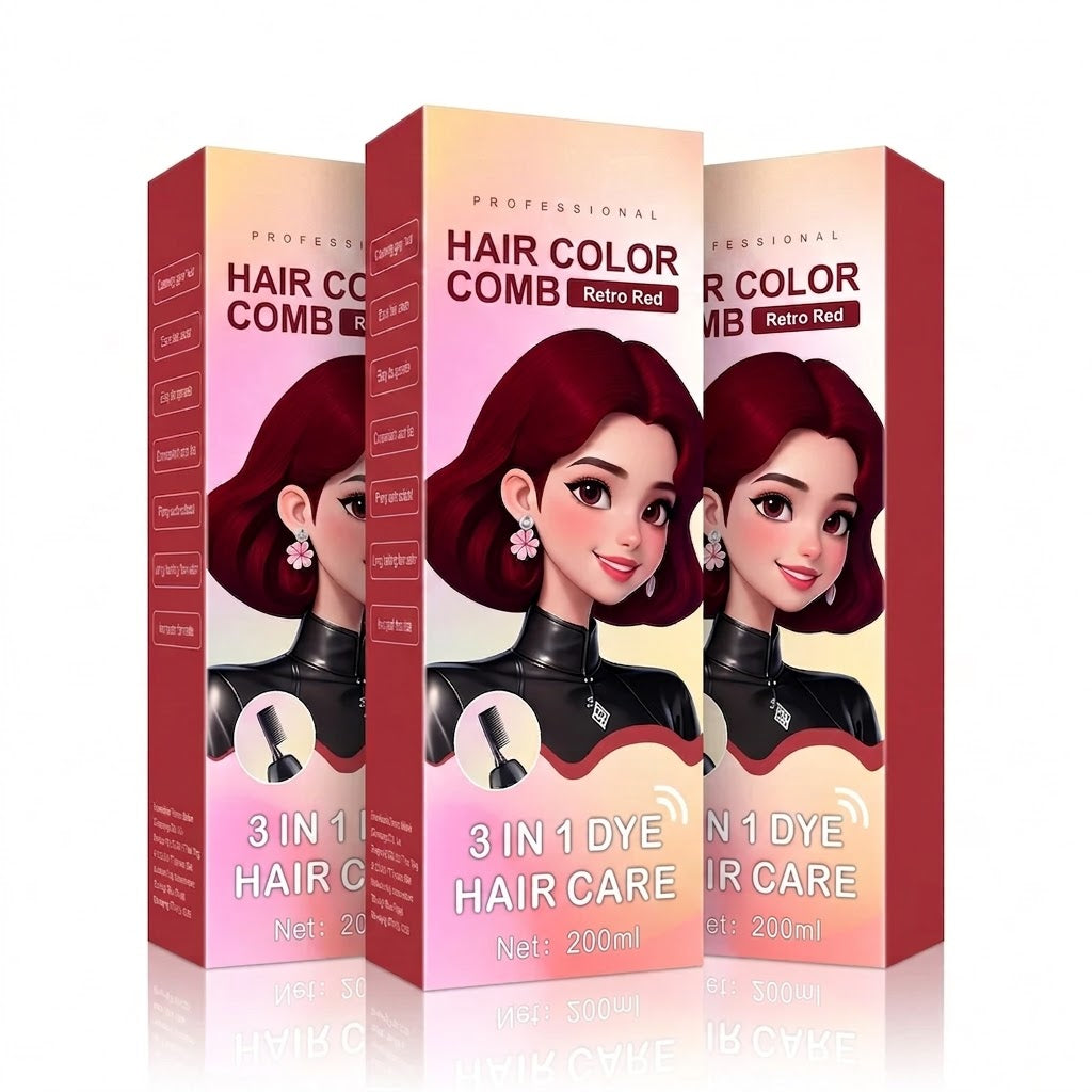 Herbal Hair Dye Comb Easy Hair Coloring at Home Natural Plant-Based Formula Soft,Shiny Results