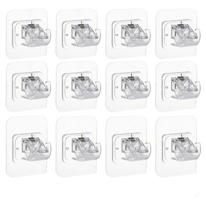 No-Drill Curtain Rod Brackets – Heavy-Duty 13LBS Capacity, Waterproof Adhesive Holders for Kitchen, Bathroom & Home Decor