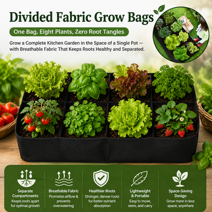 🌱 Divided Fabric Grow Bags — One Bag, Eight Plants, Zero Root Tangles
