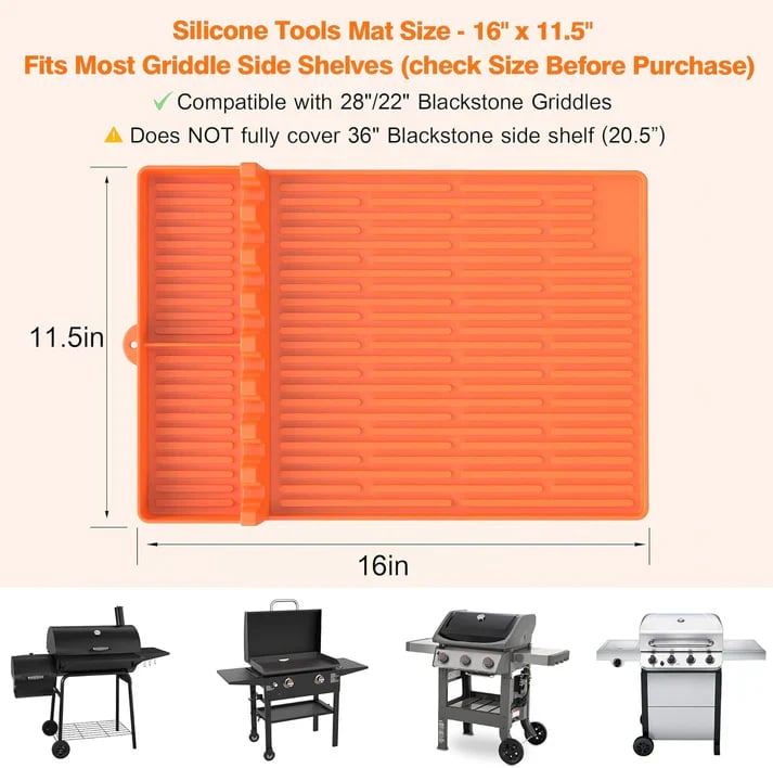 🌞🍖Silicone BBQ Side Shelf Mat — Keep Tools Clean & Close
