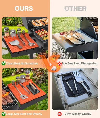 🌞🍖Silicone BBQ Side Shelf Mat — Keep Tools Clean & Close