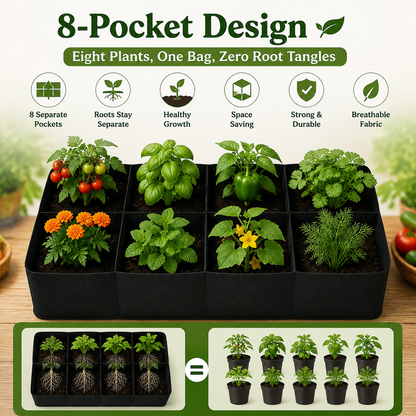 🌱 Divided Fabric Grow Bags — One Bag, Eight Plants, Zero Root Tangles