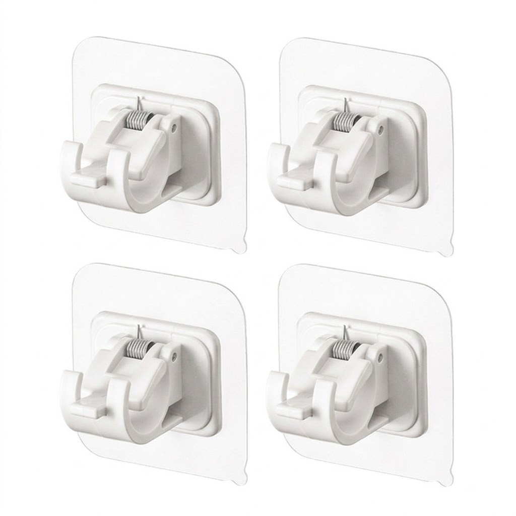 No-Drill Curtain Rod Brackets – Heavy-Duty 13LBS Capacity, Waterproof Adhesive Holders for Kitchen, Bathroom & Home Decor