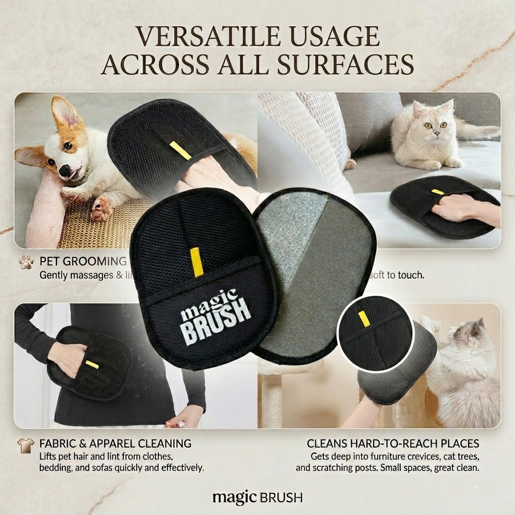 Reusable Pet Hair Remover Mitt – Professional Magic Brush for Furniture, Couch, and Clothing upsell