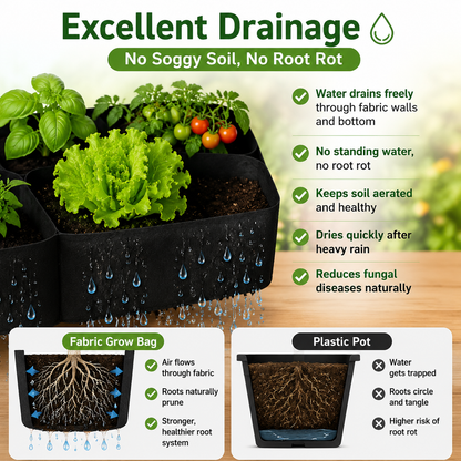 🌱 Divided Fabric Grow Bags — One Bag, Eight Plants, Zero Root Tangles