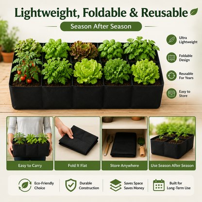 🌱 Divided Fabric Grow Bags — One Bag, Eight Plants, Zero Root Tangles