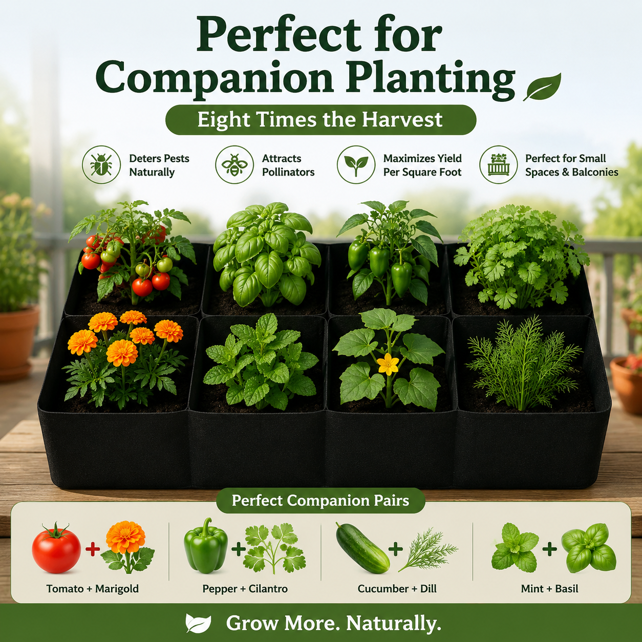🌱 Divided Fabric Grow Bags — One Bag, Eight Plants, Zero Root Tangles
