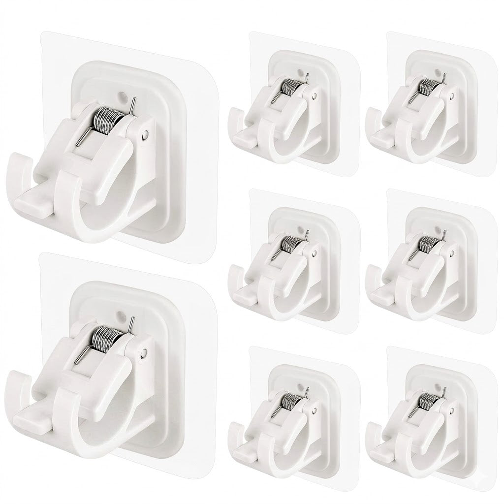 No-Drill Curtain Rod Brackets – Heavy-Duty 13LBS Capacity, Waterproof Adhesive Holders for Kitchen, Bathroom & Home Decor