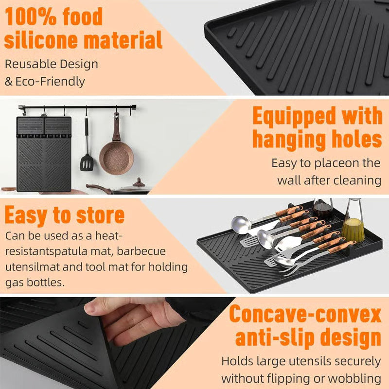 🌞🍖Silicone BBQ Side Shelf Mat — Keep Tools Clean & Close