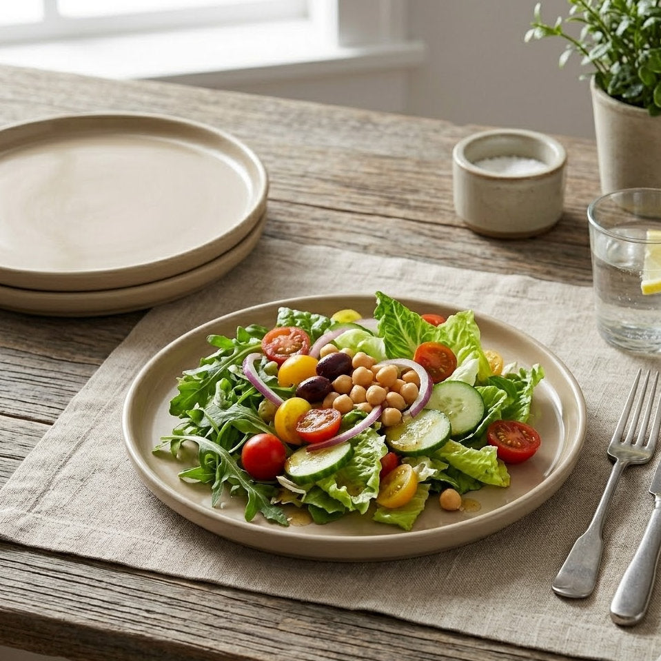 Avoleris Modern Minimalist Glazed Ceramic Dinner Plate: Matte Finish Flat Plate for Steak and Pasta, High-End Stoneware Tableware