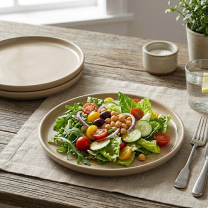 Avoleris Modern Minimalist Glazed Ceramic Dinner Plate: Matte Finish Flat Plate for Steak and Pasta, High-End Stoneware Tableware