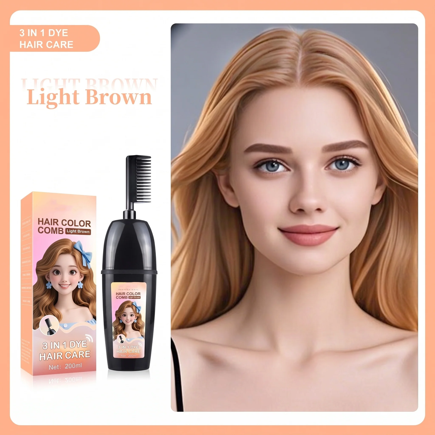 Herbal Hair Dye Comb  Easy Hair Coloring at Home Natural Plant-Based Formula Soft,Shiny Results